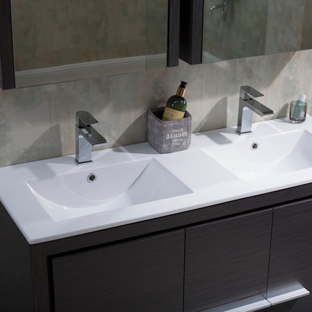 Milan 48 Inch Vanity with Ceramic Double Top - Modern Bathroom Vanity