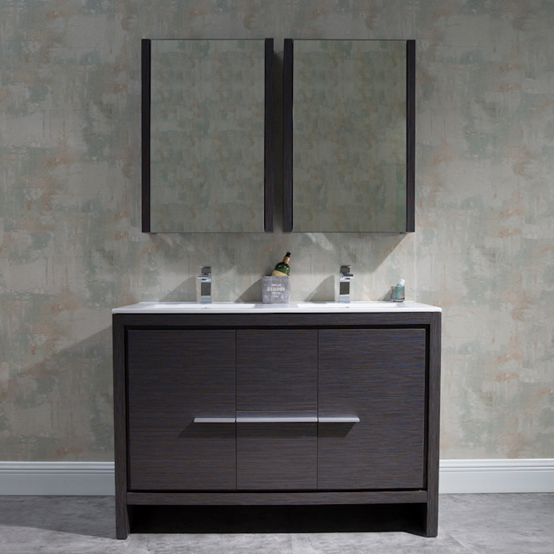 Milan 48 Inch Vanity with Ceramic Double Top Vanity Plus - Modern Bathroom Vanity