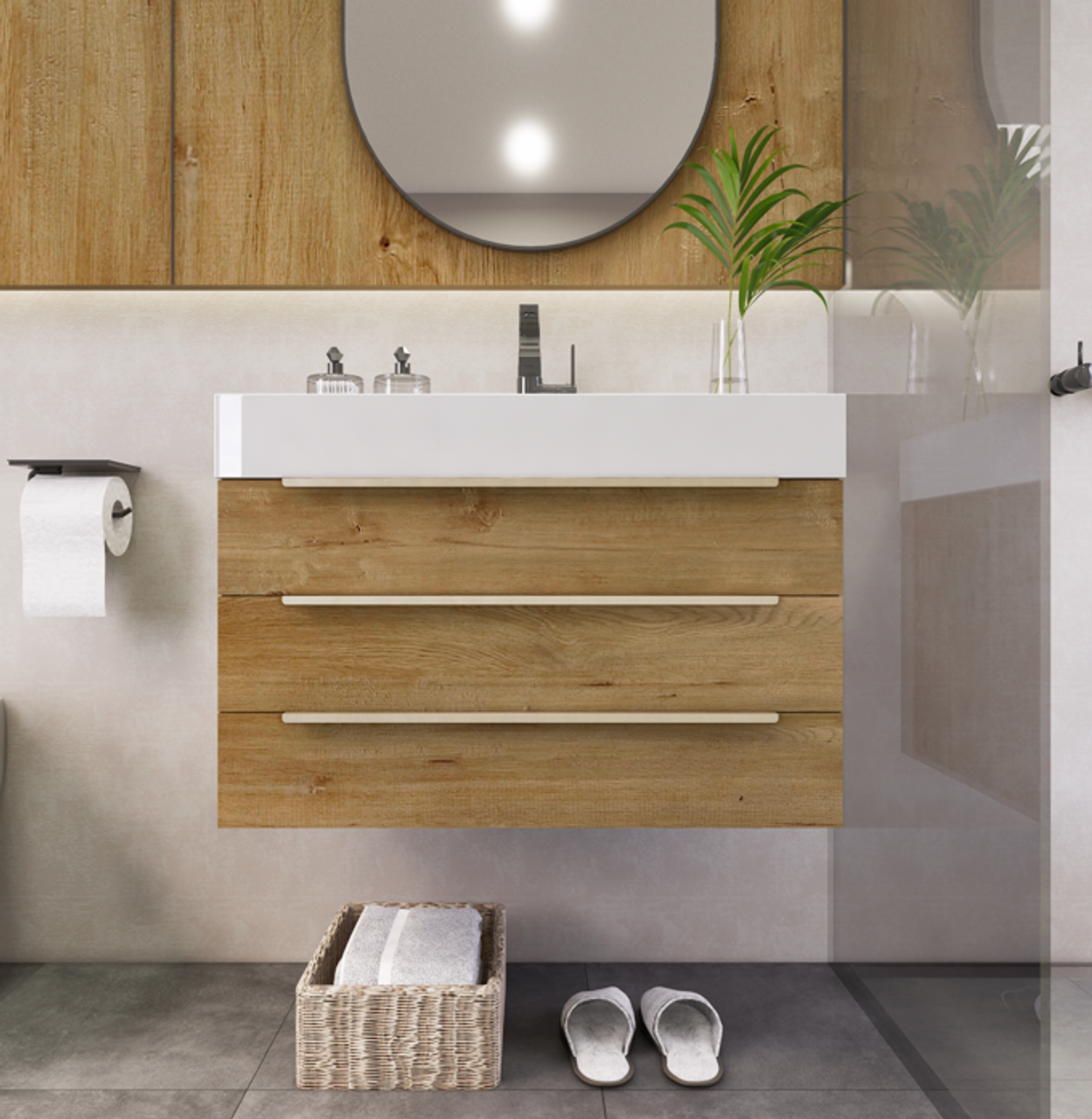 Noble 30" Wall-Mount Luxury Bathroom Vanity with Reinforced Acrylic Sink