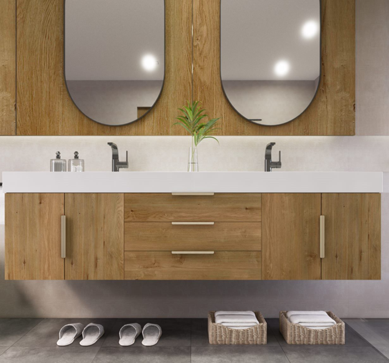 Noble 72" Wall-Mount Luxury Bathroom Vanity with Reinforced Acrylic Double Sink