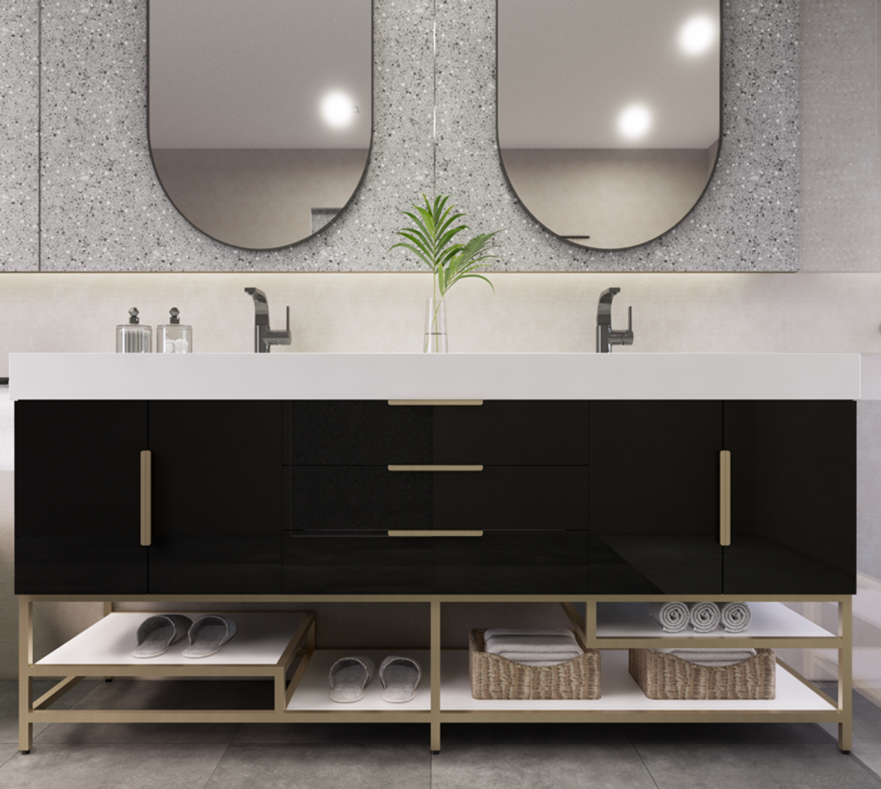 Noble 72" Free Standing Luxury Bathroom Vanity with Reinforced Acrylic Double Sink