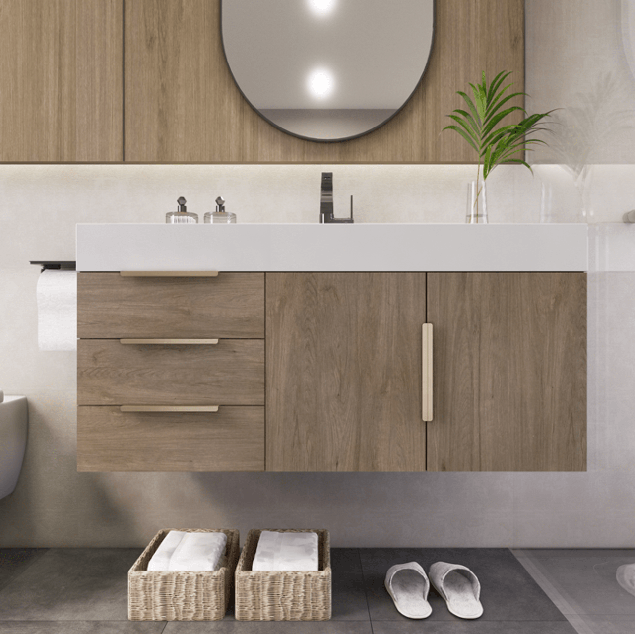 Noble 42" Wall Mount Luxury Bathroom Vanity with Acrylic Sink