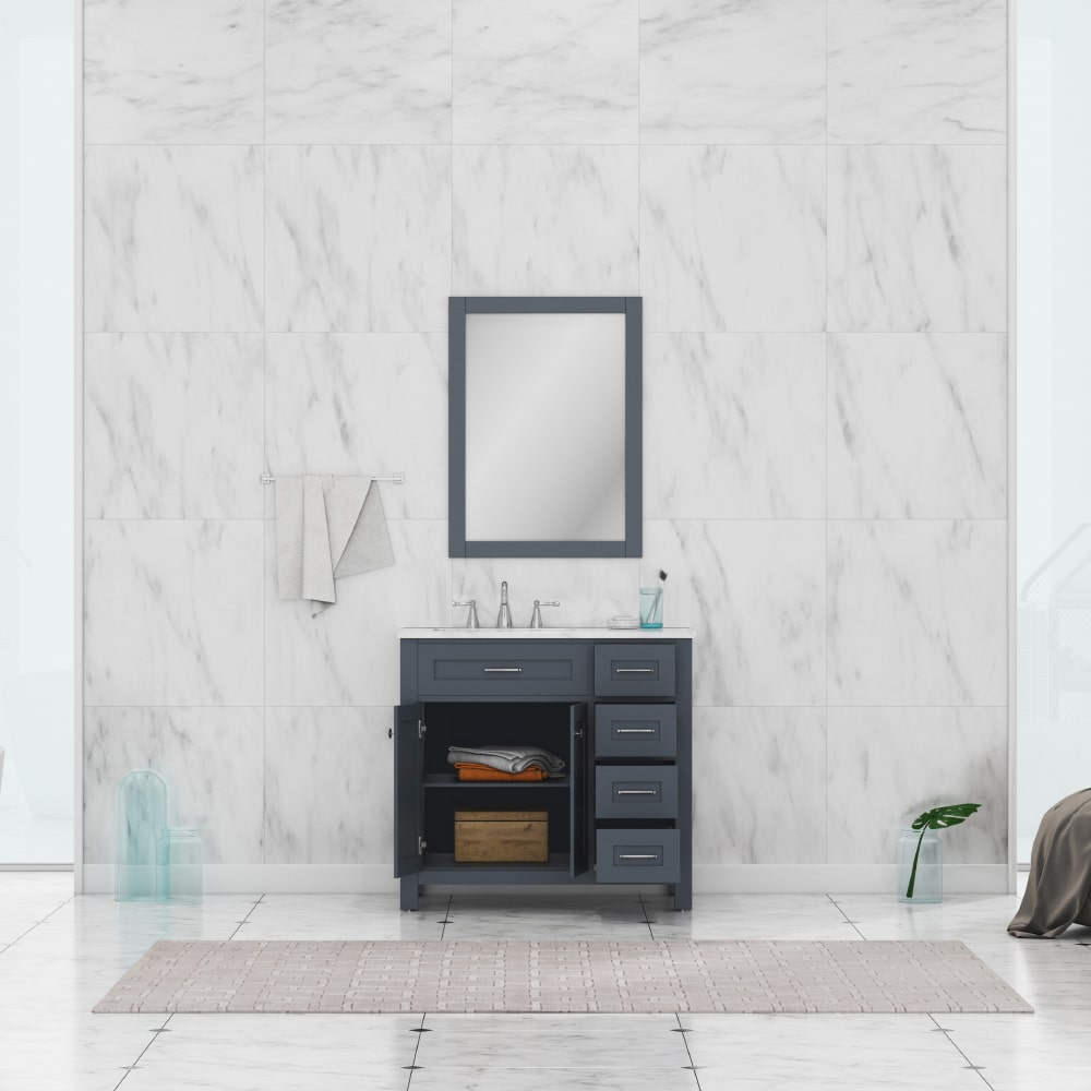 Norwalk 36" Bathroom Vanity with Carrera Marble Top - Contemporary Bathroom Vanity