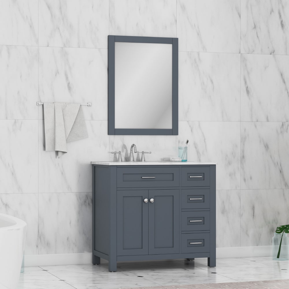 Norwalk 36" Bathroom Vanity with Carrera Marble Top - Contemporary Bathroom Vanity