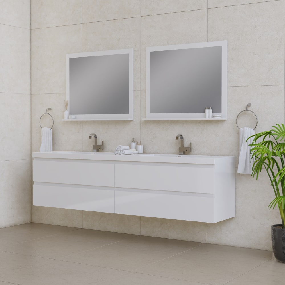 Floating white Modern Bathroom Vanity 