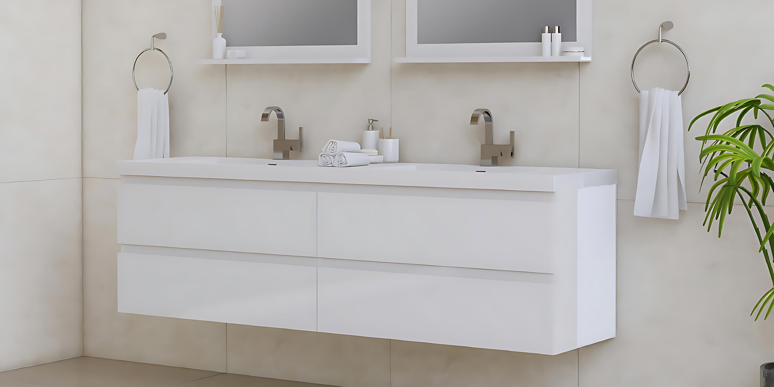 Floating bathroom vanity with a modern sleek design