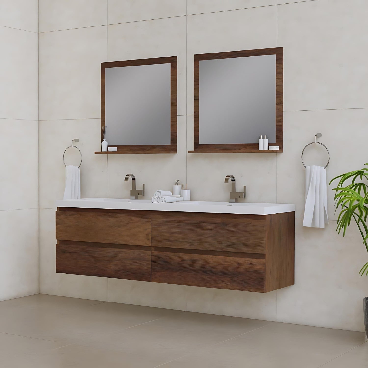 A seamless, clean floating bathroom vanity for your master bathroom