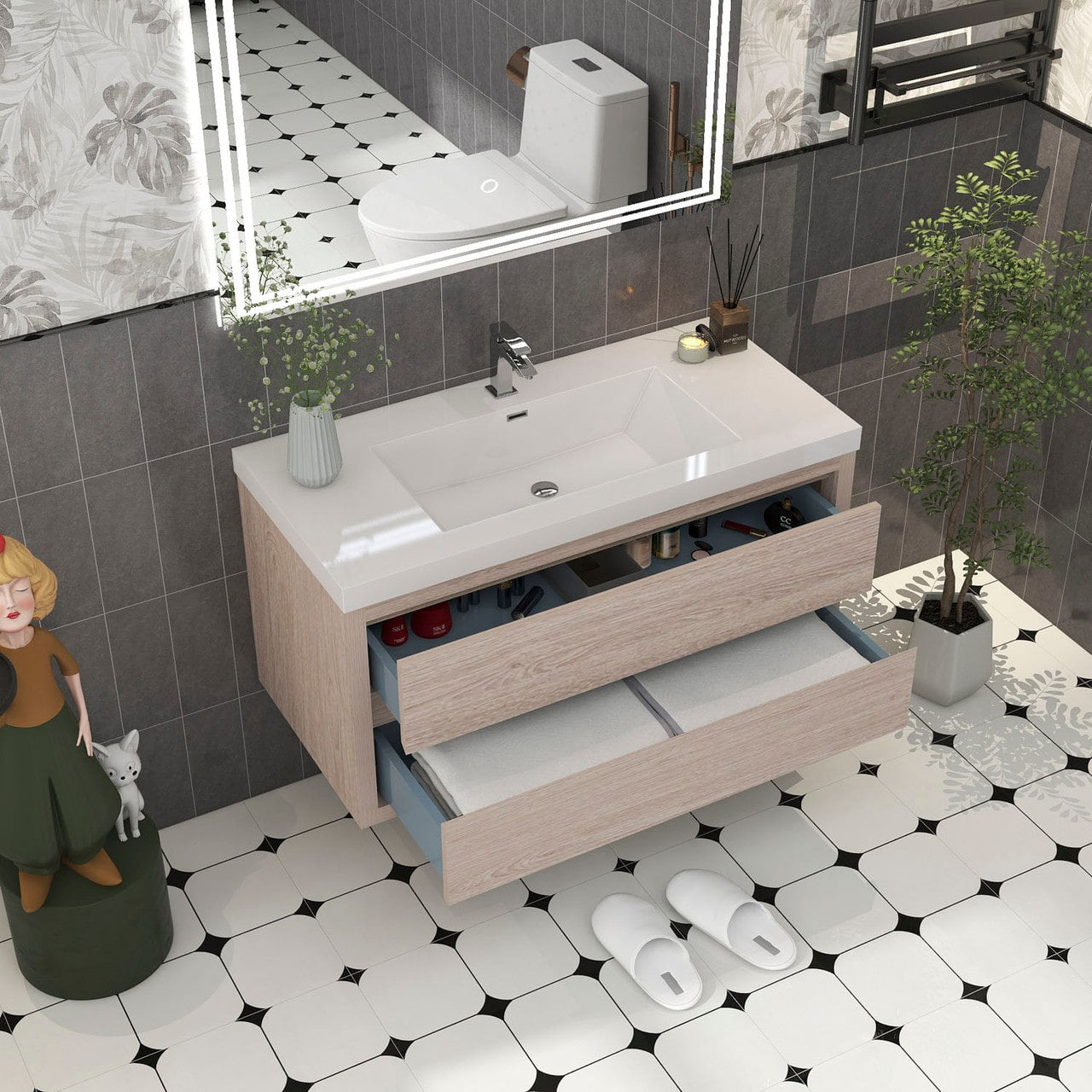 Louis 42" Modern Wall-Mounted Vanity