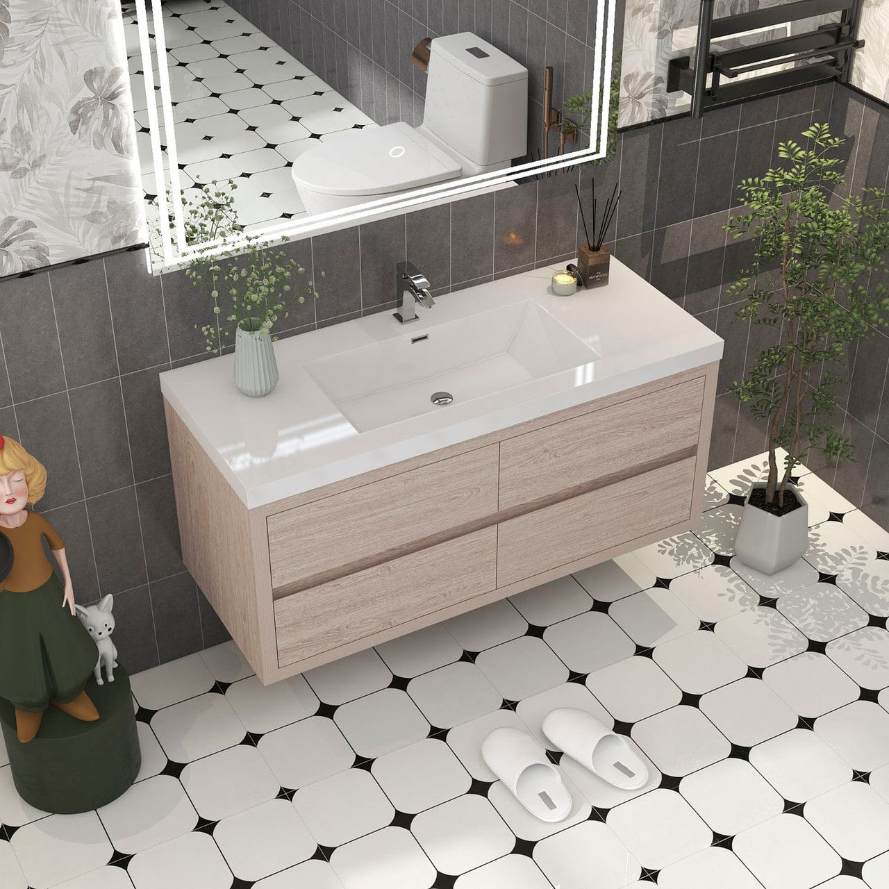 Louis 48" Modern Wall-Mounted Vanity