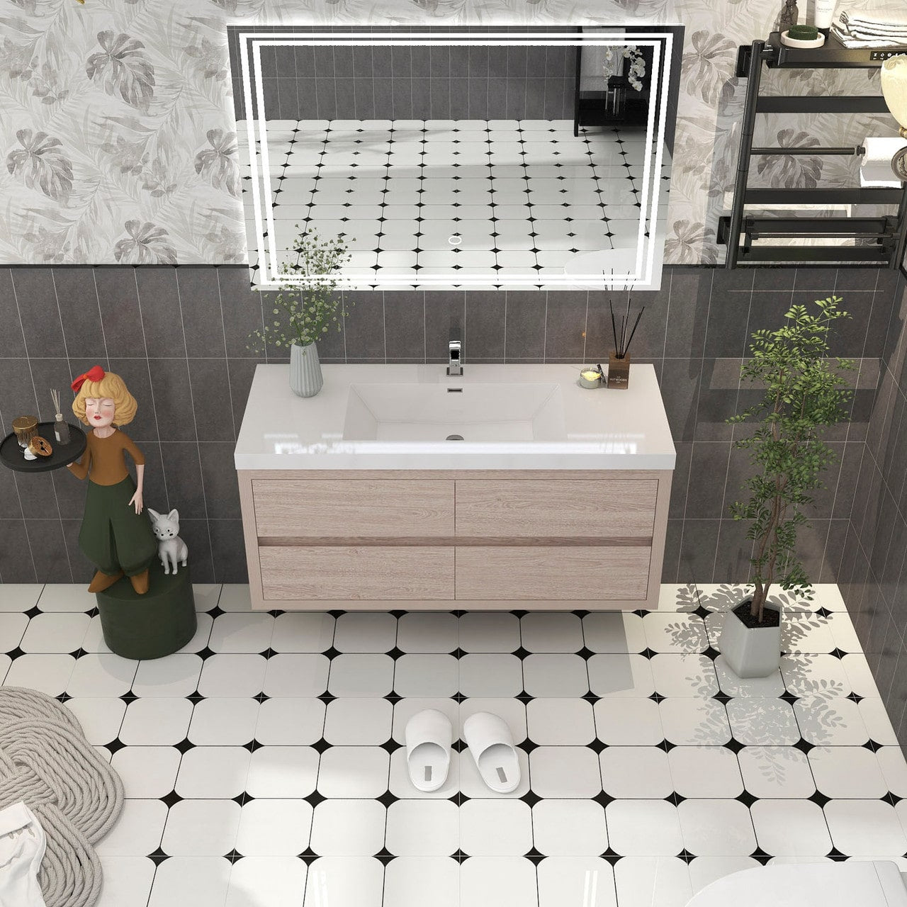 Louis 48" Modern Wall-Mounted Vanity