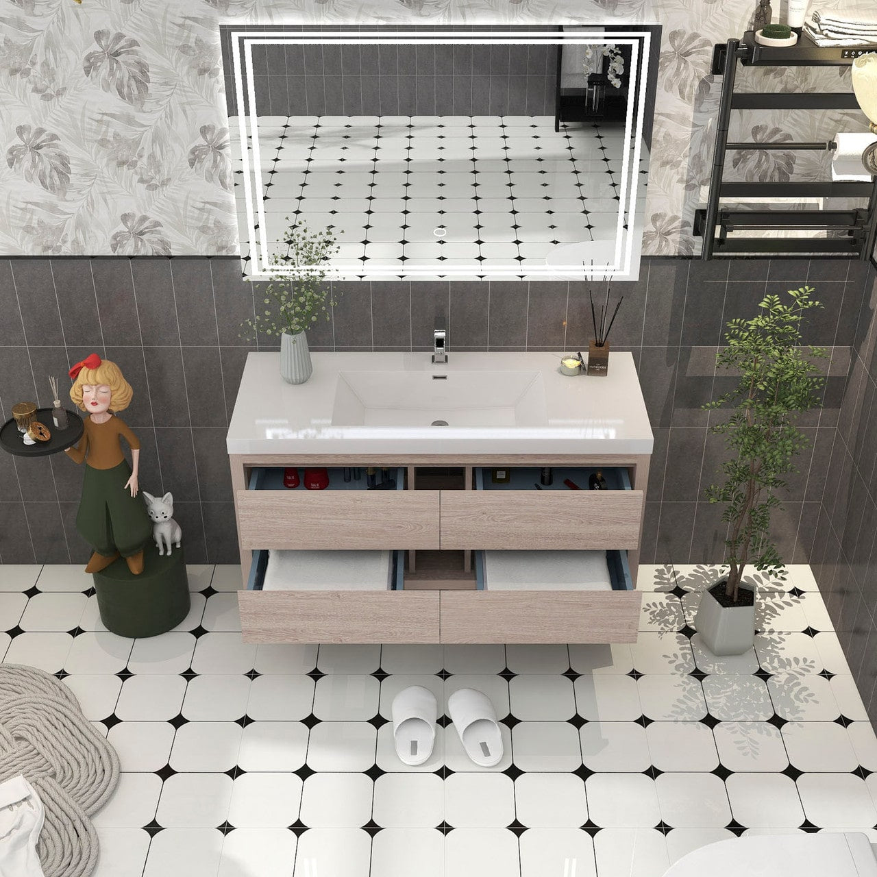 Louis 48" Modern Wall-Mounted Vanity