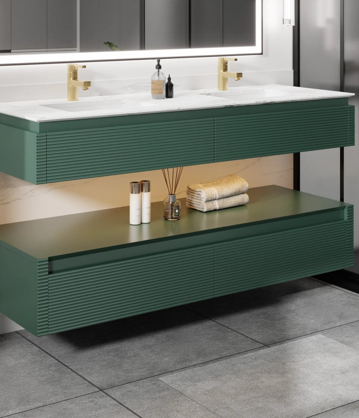 Take a look at our Segeo 60 inch bathroom wood vanity by ExbriteUSA