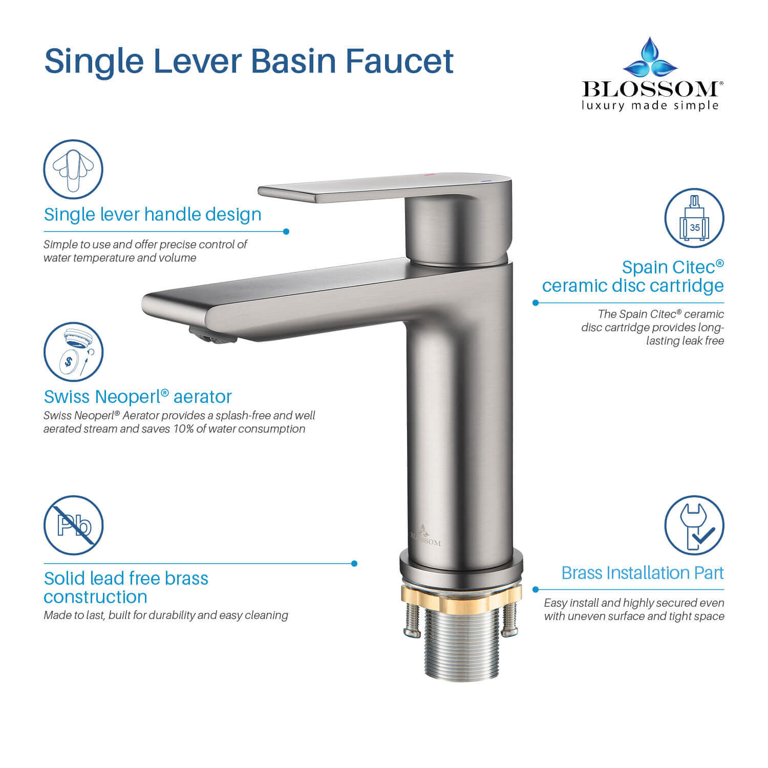 Single Handle Lavatory Faucet Nimbus Vanity Plus