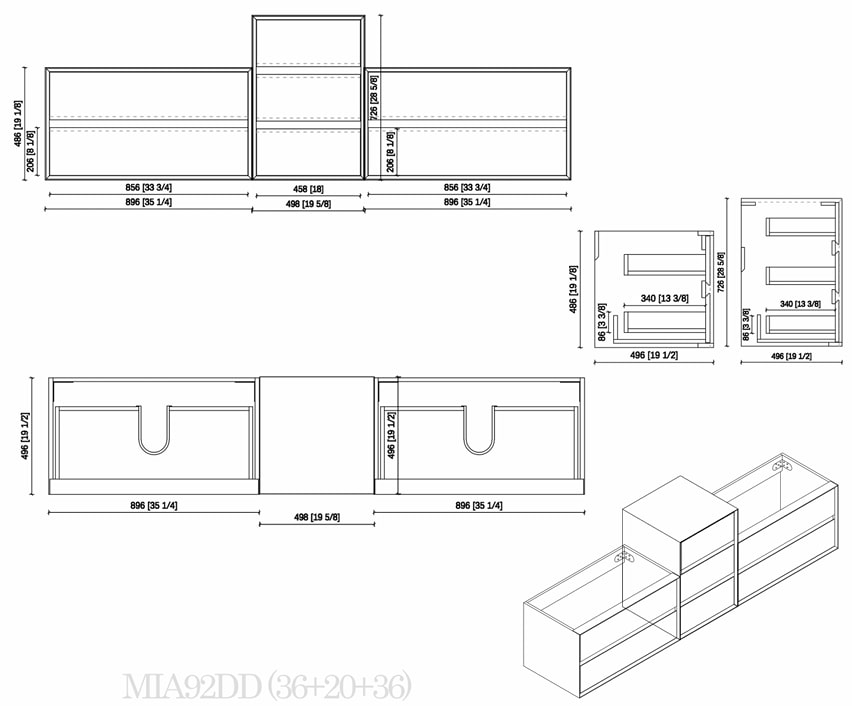 MAX 92" Wall Mounted Vanity with Double Sink