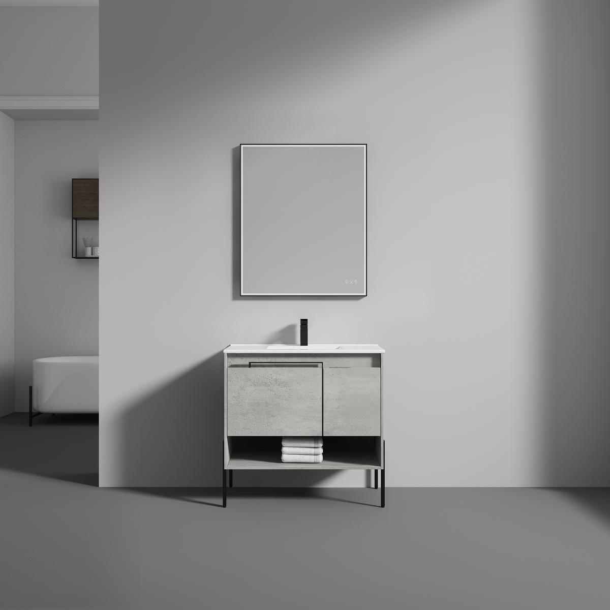 Turin 36″ Grey Vanity with Ceramic Sink - Modern Bathroom Vanity