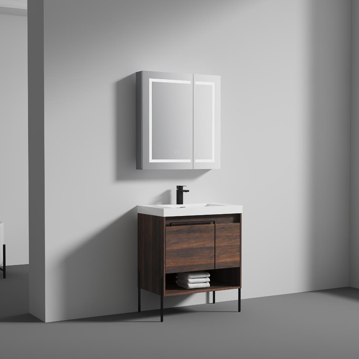 Turin 30″ Walnut Bathroom Vanity and Sink - Modern Bathroom Vanity