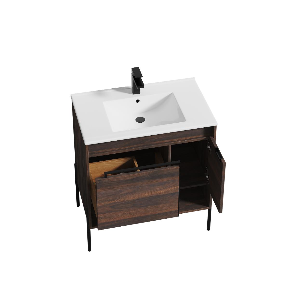 Turin 30″ Cali Walnut Bathroom Vanity with Sink - Modern Bathroom Vanity