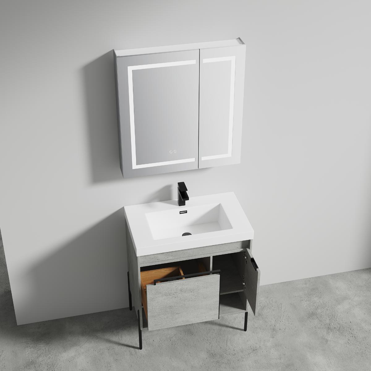 Turin 30″ Grey Bathroom Vanity with Top - Modern Bathroom Vanity