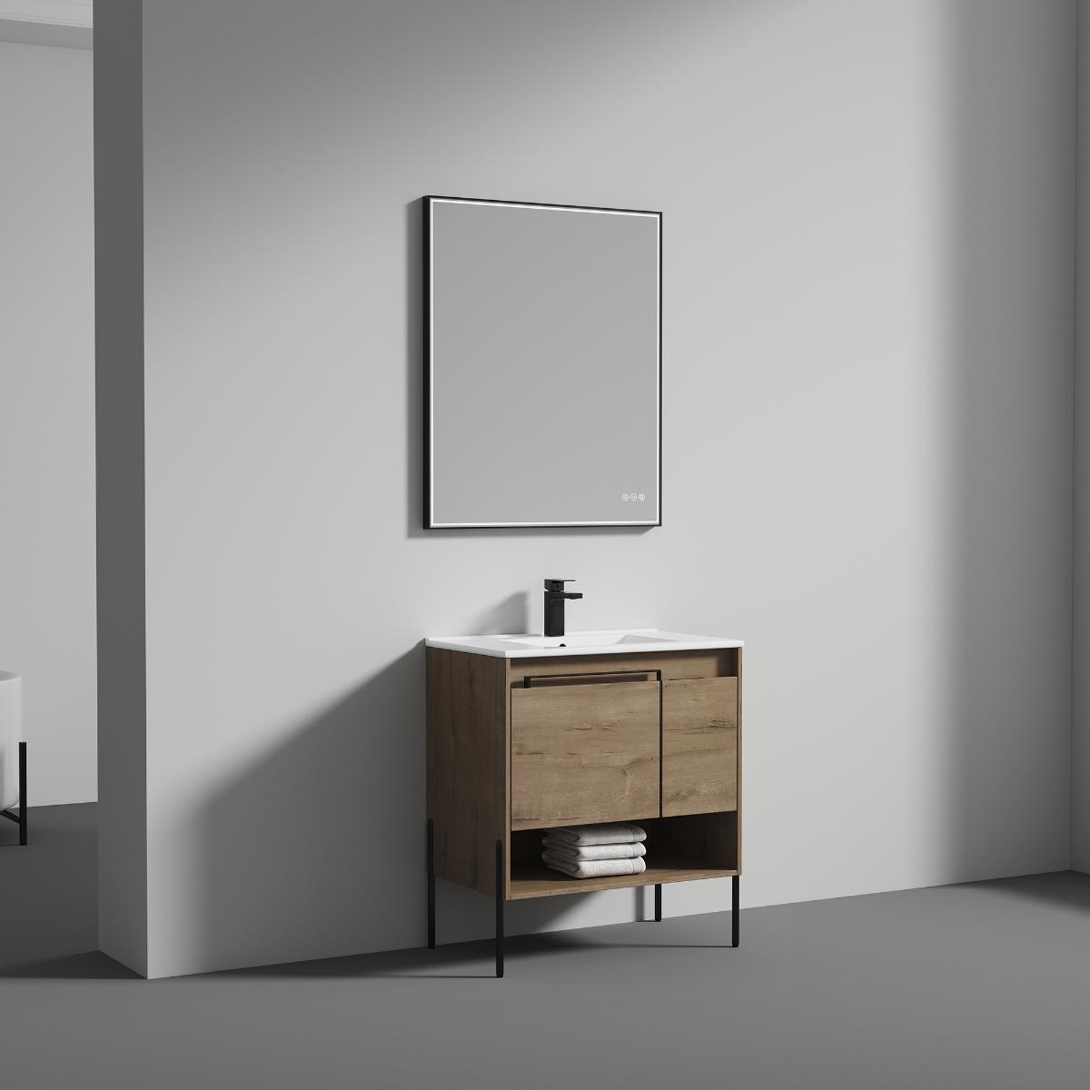 Turin 30″ Oak Bathroom Vanity with Top - Modern Bathroom Vanity