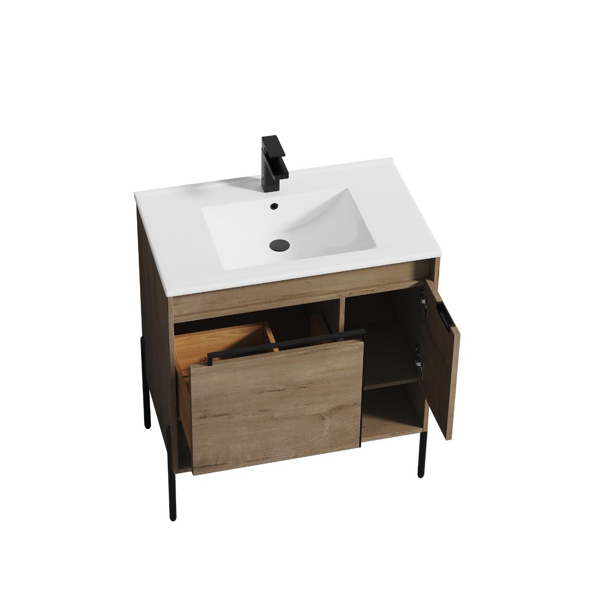 Turin 30″ Oak Bathroom Vanity with Sink - Modern Bathroom Vanity