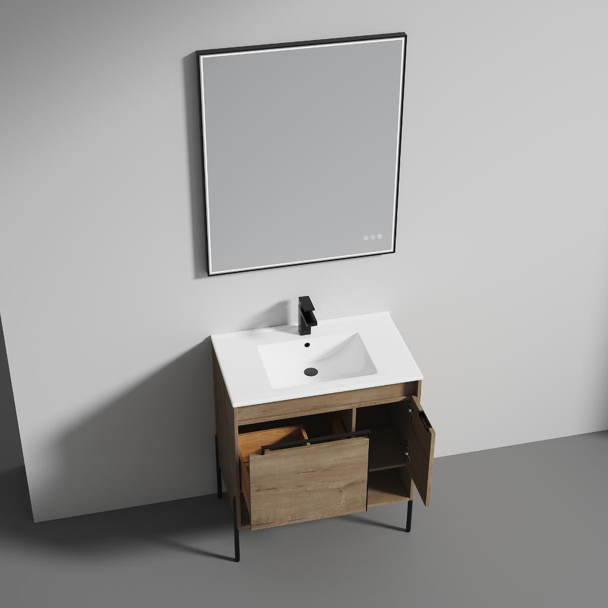 Turin 30″ Oak Bathroom Vanity and Sink - Modern Bathroom Vanity