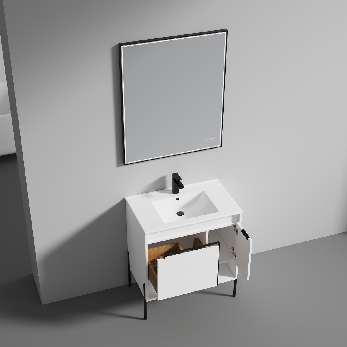 Turin 30″ White Bathroom Vanity with Top - Modern Bathroom Vanity
