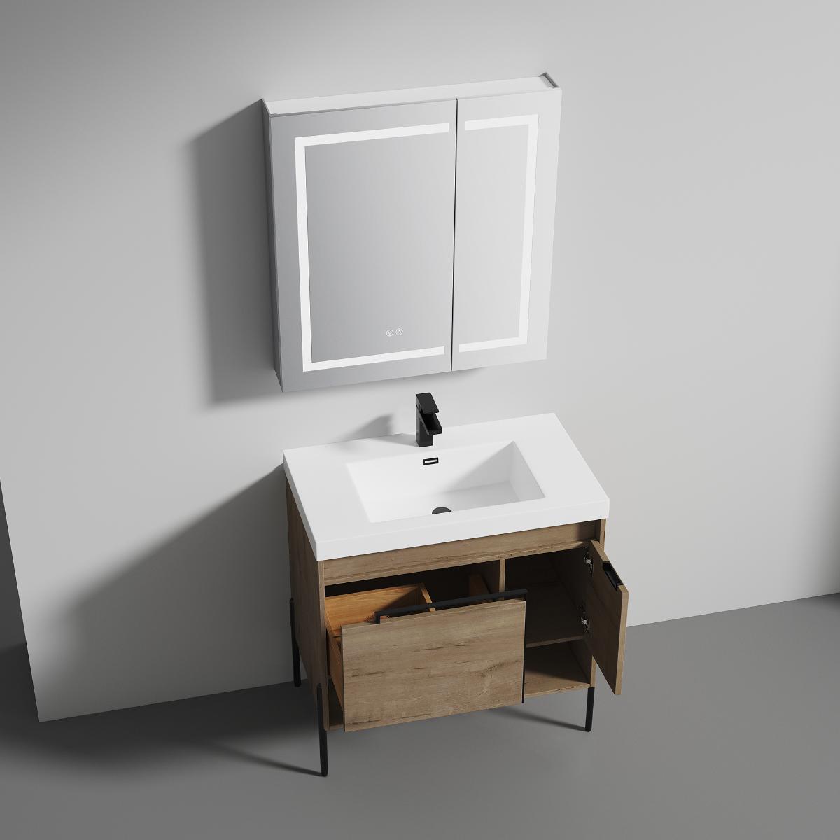Turin 36″ Oak Vanity with Top - Modern Bathroom Vanity