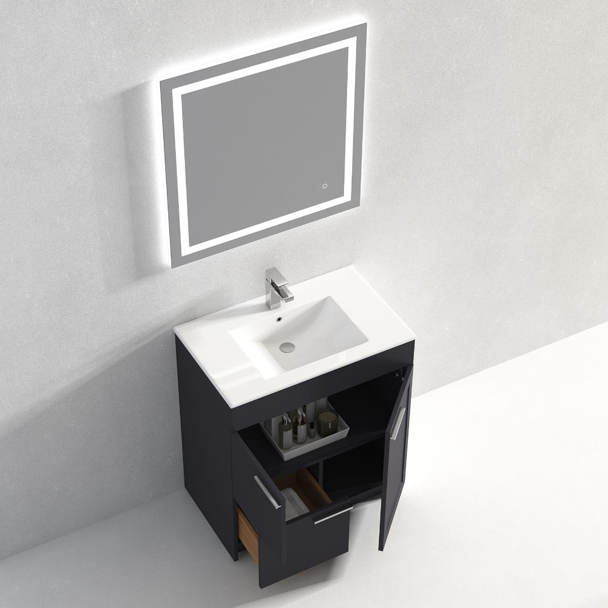 Hanover 30″ Free-Standing Vanity with Ceramic Top - Contemporary Bathroom Vanity