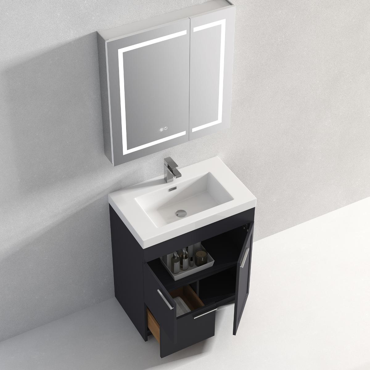 Hanover 30″ Free-Standing Vanity with Acrylic Top - Contemporary Bathroom Vanity