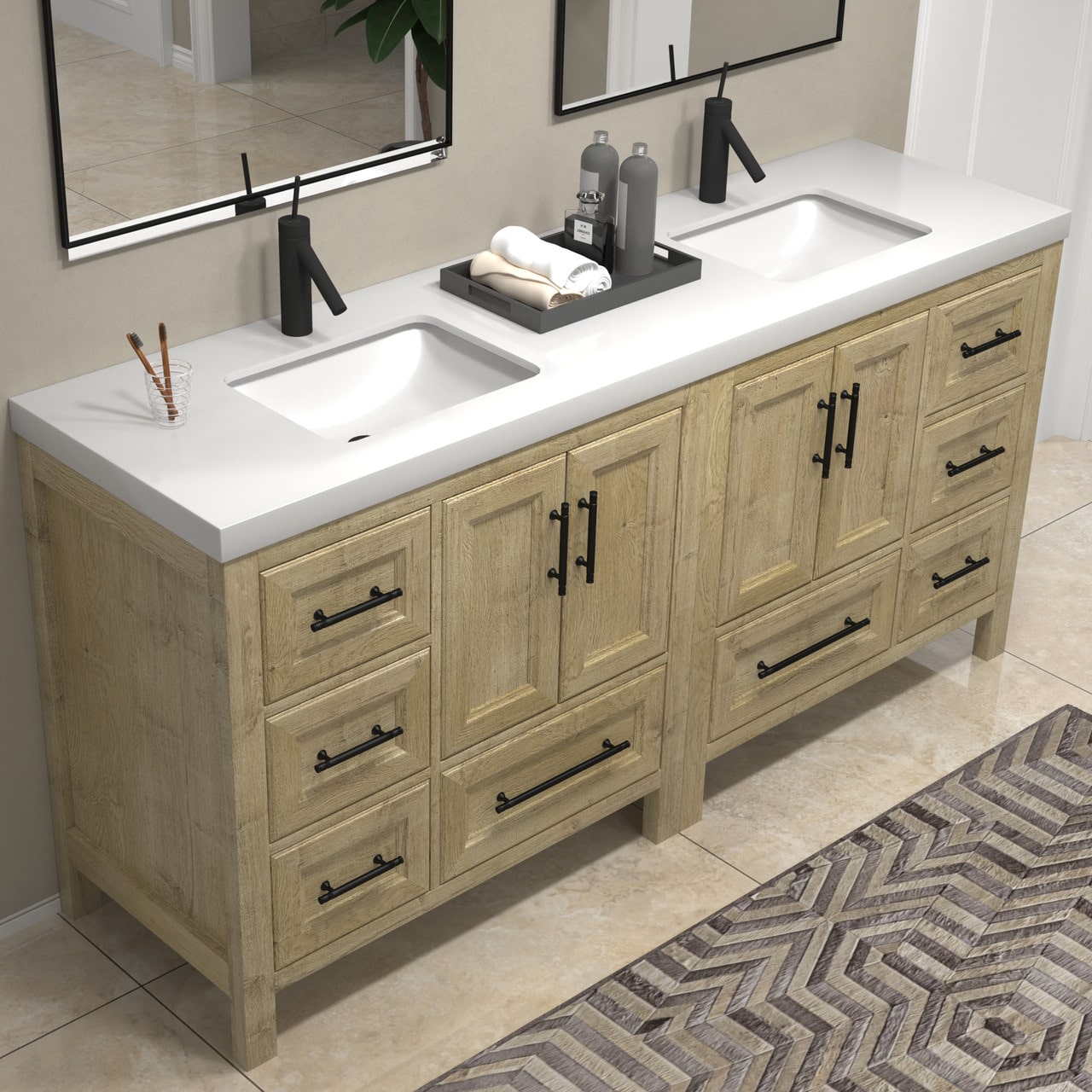 VIV 72" Solid Wood Freestanding Bathroom Vanity with Double Sink