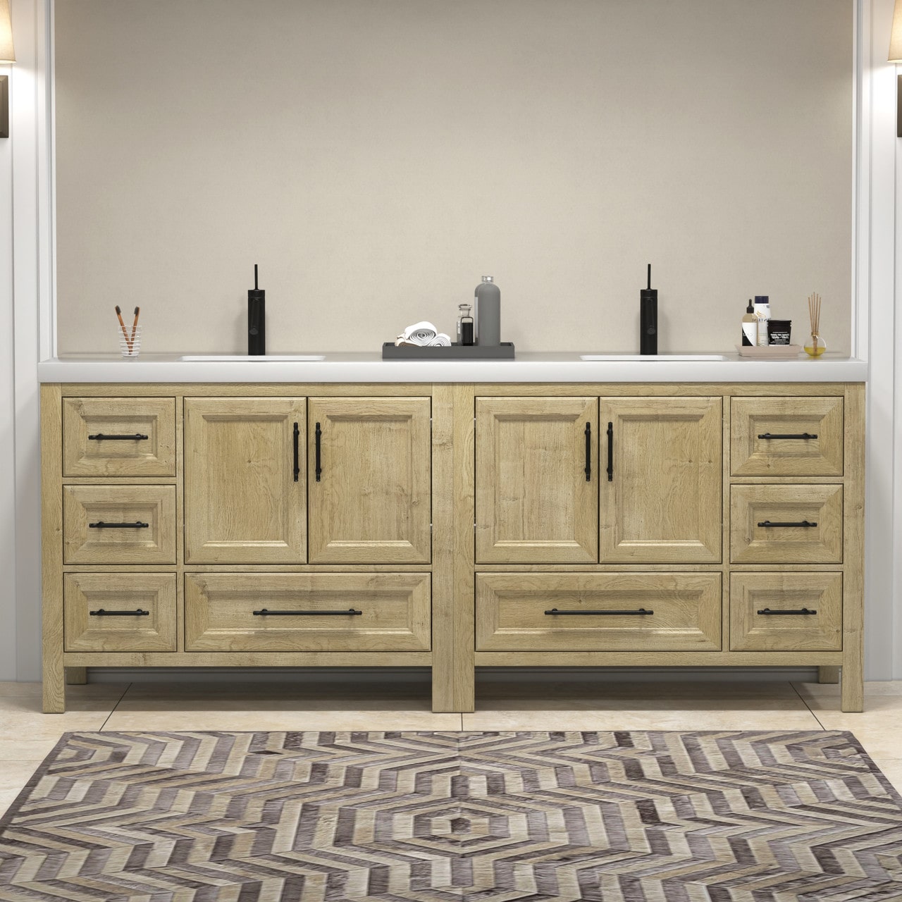 VIV 84" Solid Wood Freestanding Bathroom Vanity with Double Sink