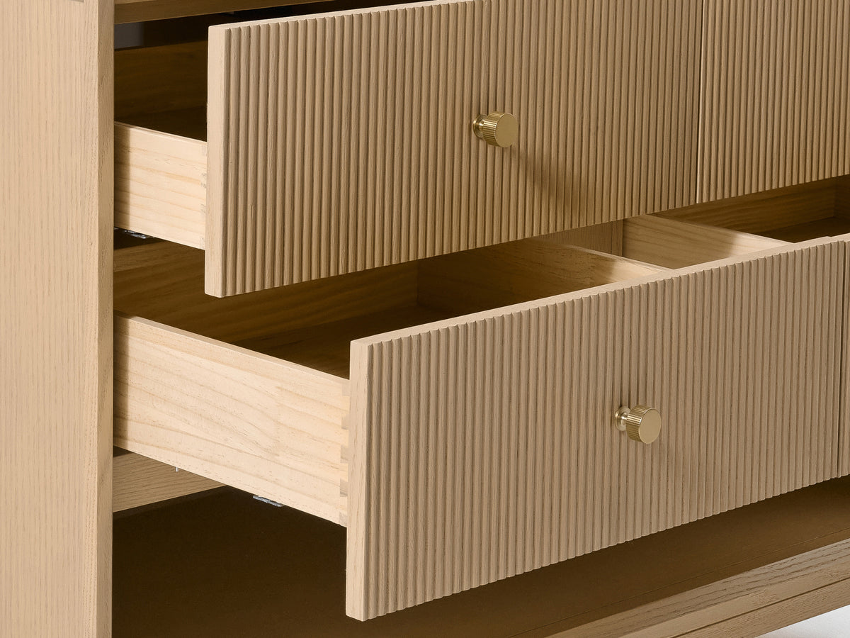 Ancerre Designs Momo 36-inch Oak vanity - Open drawer construction detail