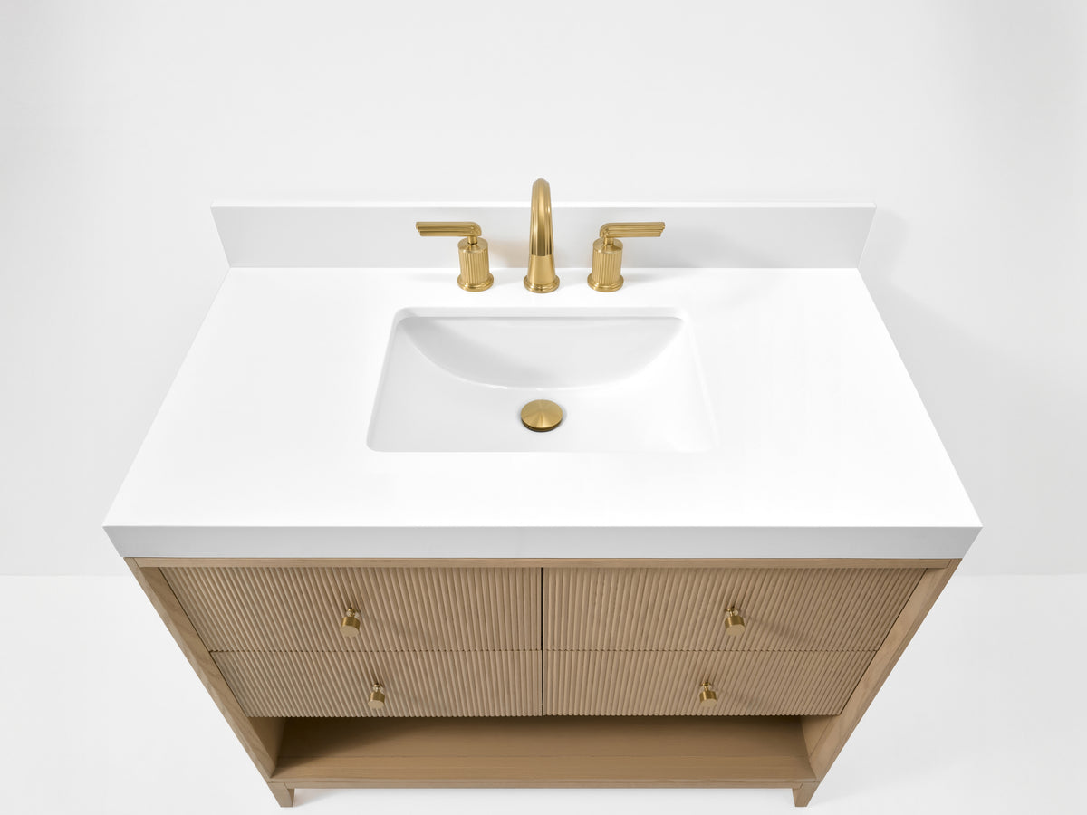 Ancerre Designs Momo 36-inch Oak vanity - Countertop and sink top view