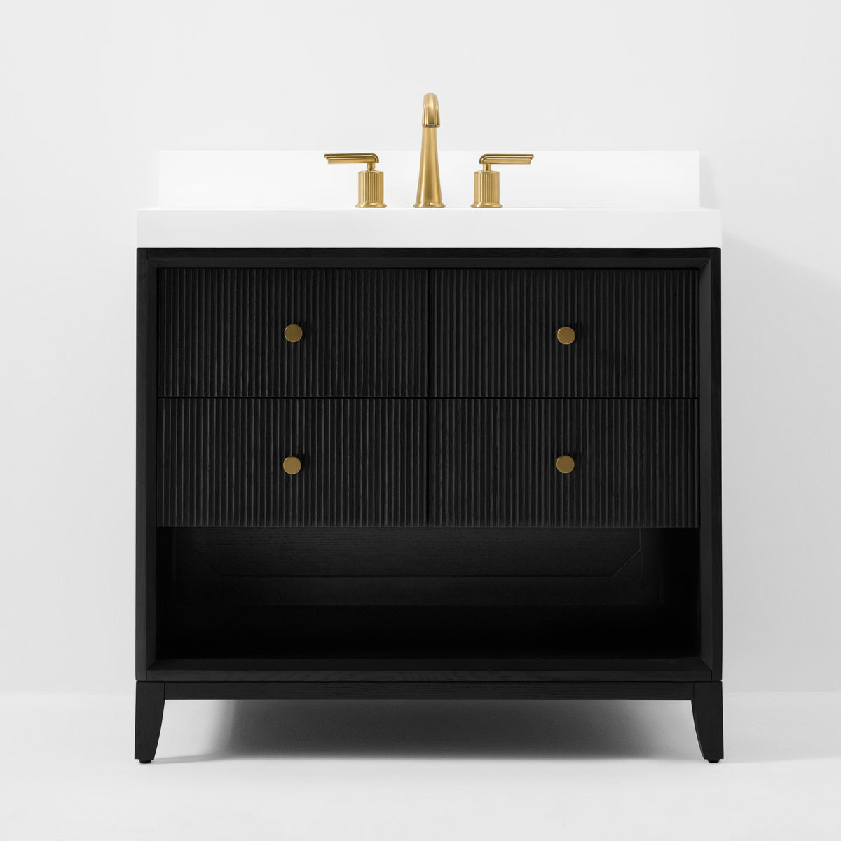 Ancerre Designs Momo 36-inch Black Oak vanity - Standalone front view