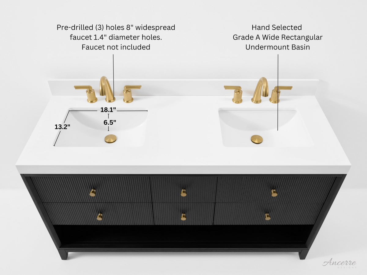 Momo 60" Bath Vanity Set with Alpine White Quartz Top