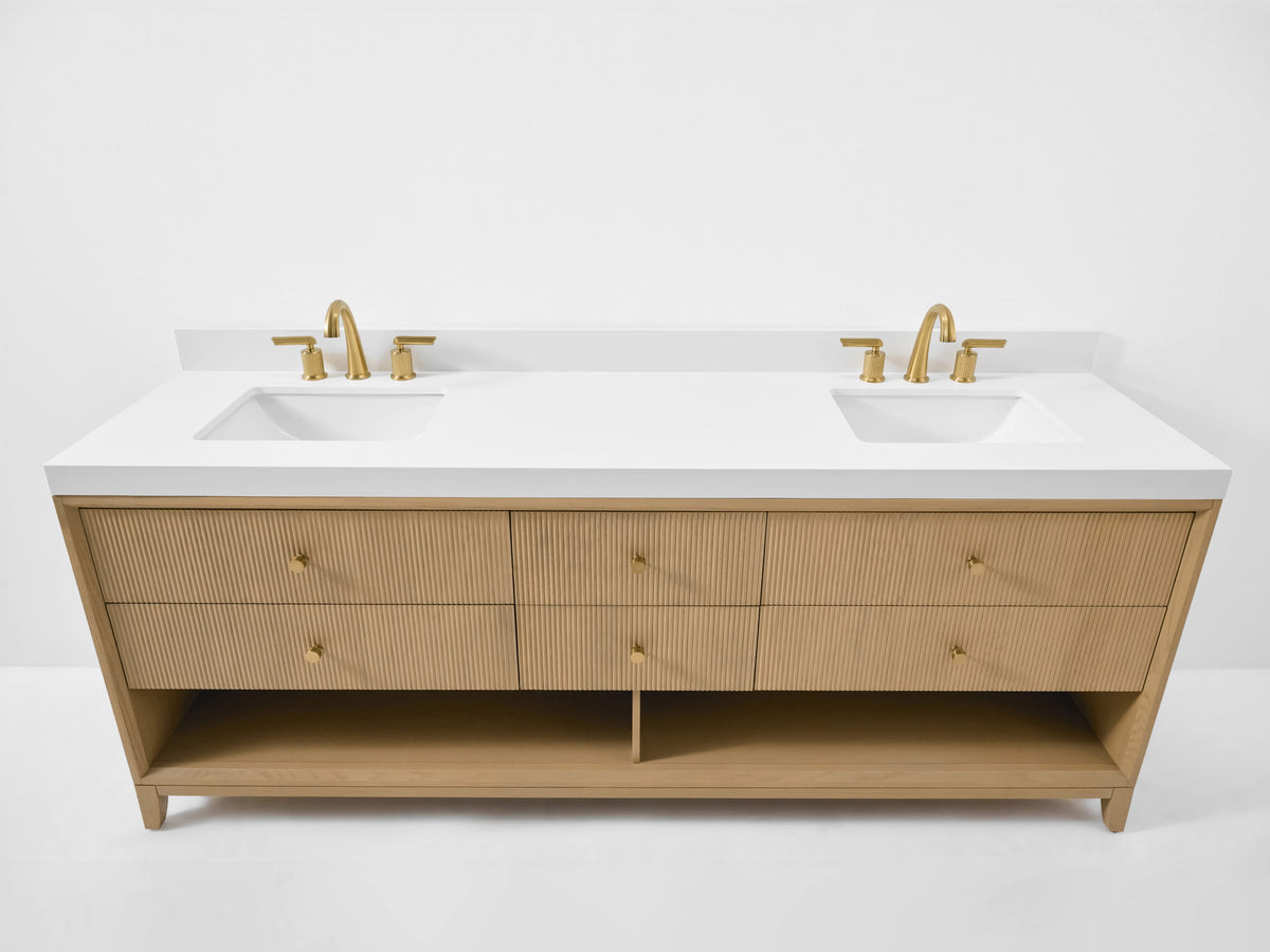 Momo 84" Bath Vanity Set with Alpine White Quartz Top