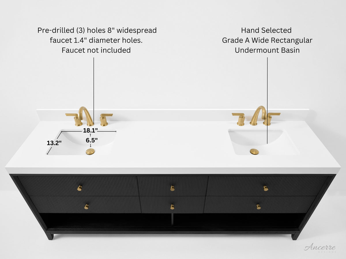 Momo 84" Bath Vanity Set with Alpine White Quartz Top