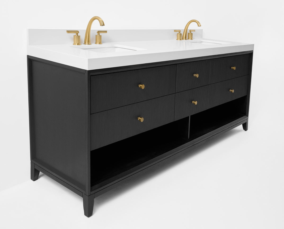 Momo 84" Bath Vanity Set with Alpine White Quartz Top