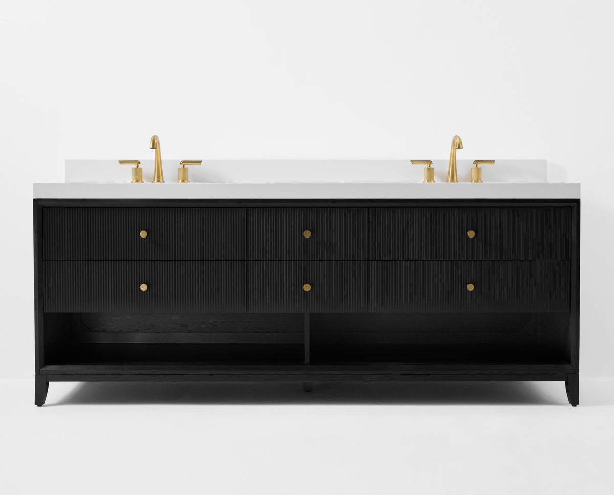 Momo 84" Bath Vanity Set with Alpine White Quartz Top