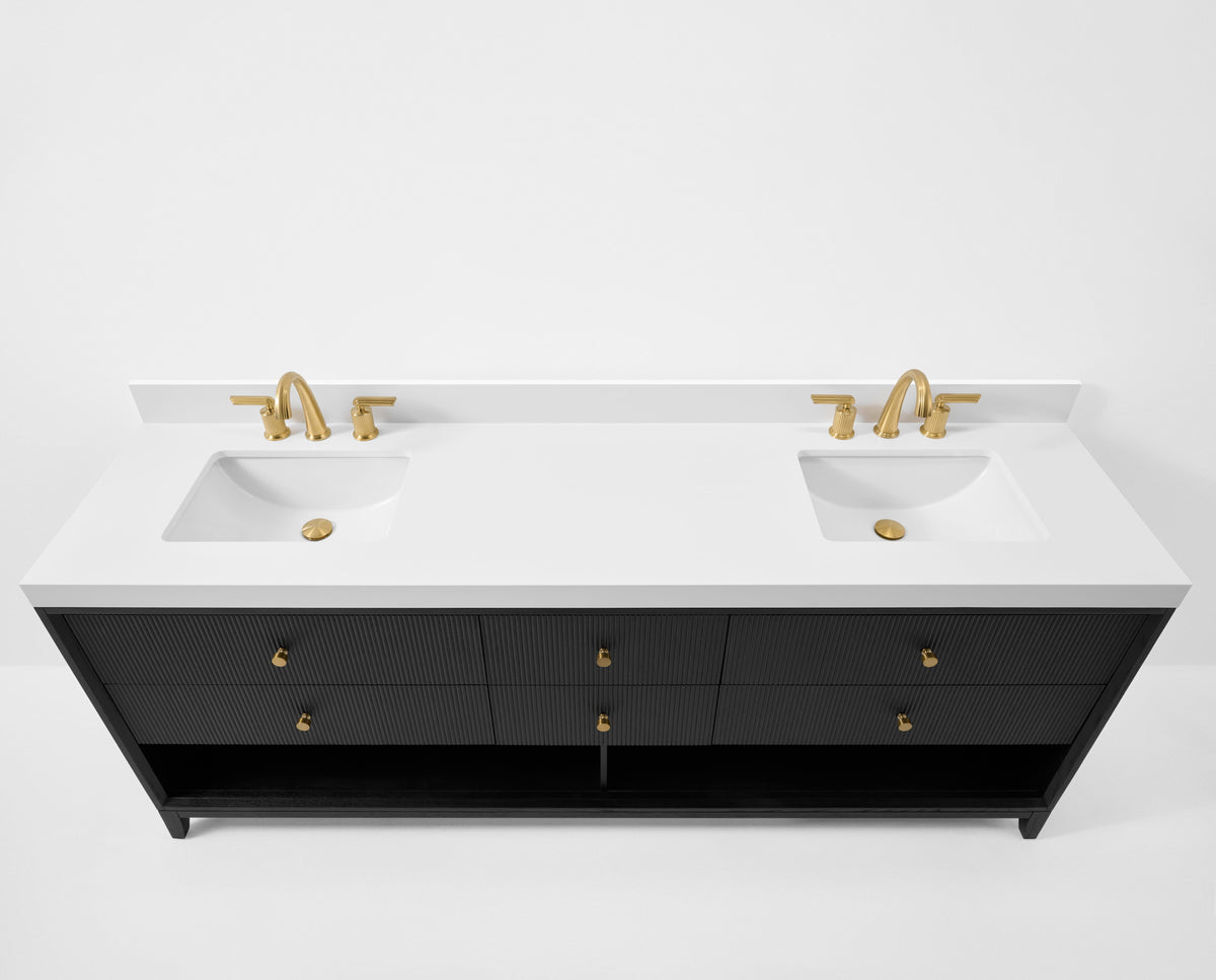 Momo 84" Bath Vanity Set with Alpine White Quartz Top