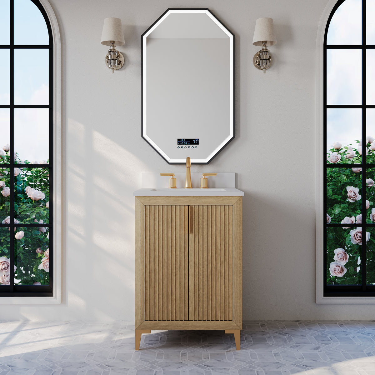 Ancerre Designs Turlington 24-inch Oak vanity - Bathroom front view