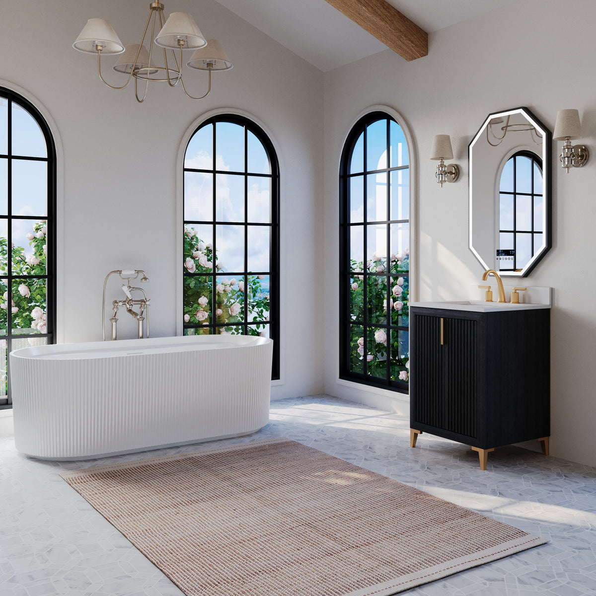 Ancerre Designs Turlington 24-inch Black Oak vanity - Bathroom angled view