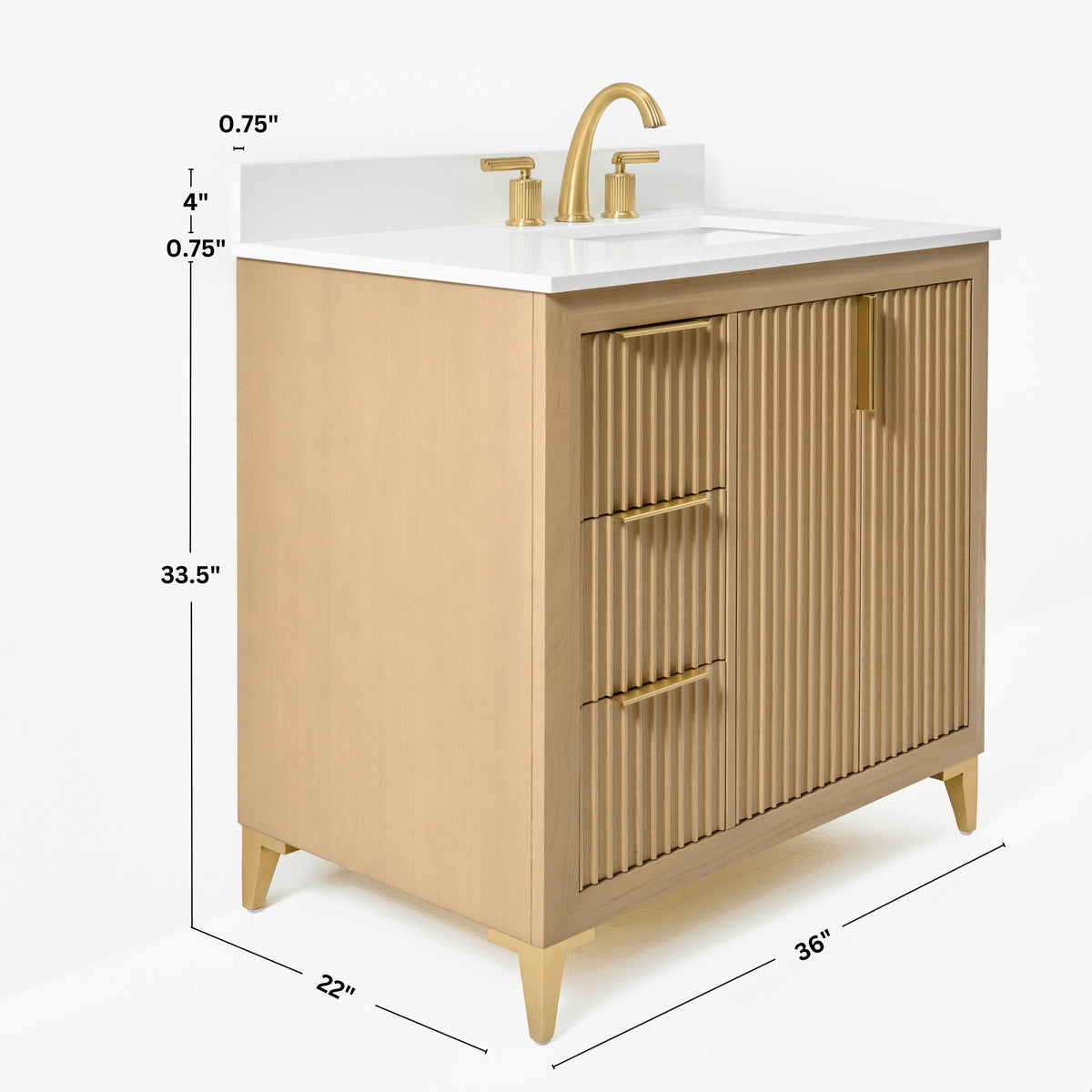 Ancerre Designs Turlington 36-inch Oak vanity - Vanity dimensions