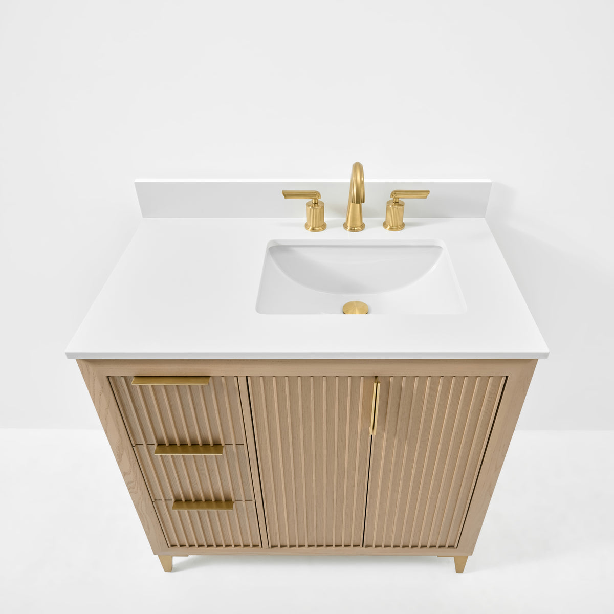 Ancerre Designs Turlington 36-inch Oak vanity - Quartz countertop and sink