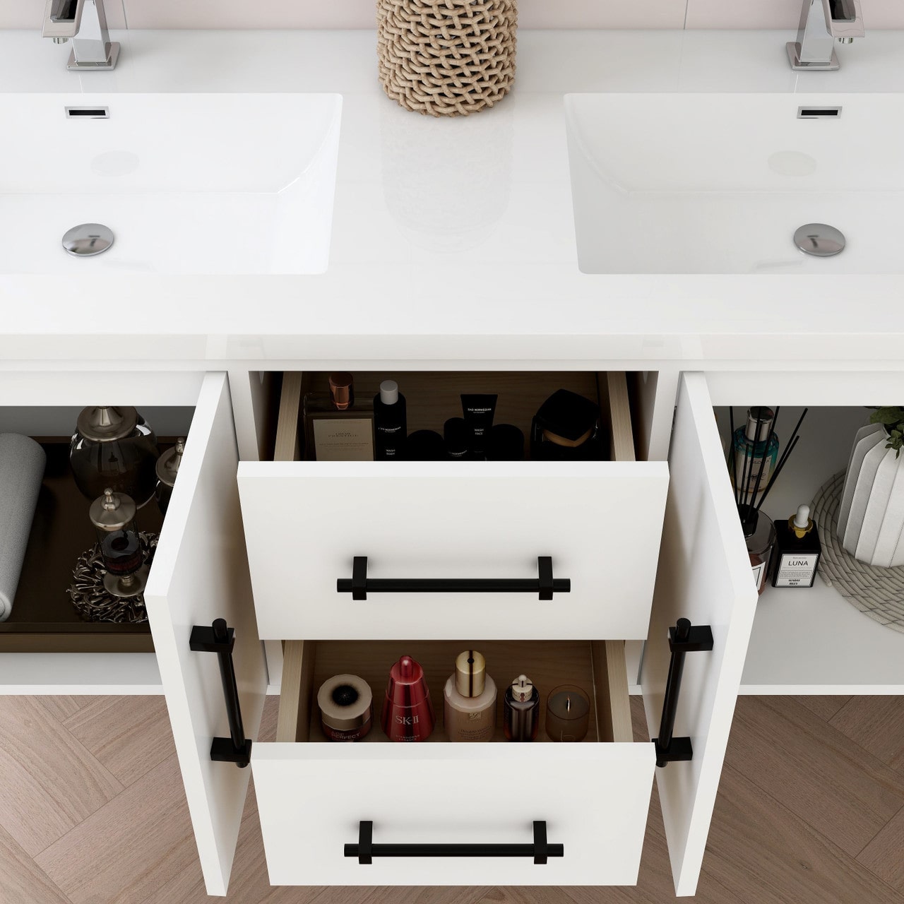 Victoria 60" Wall Mounted Vanity with Double Sink