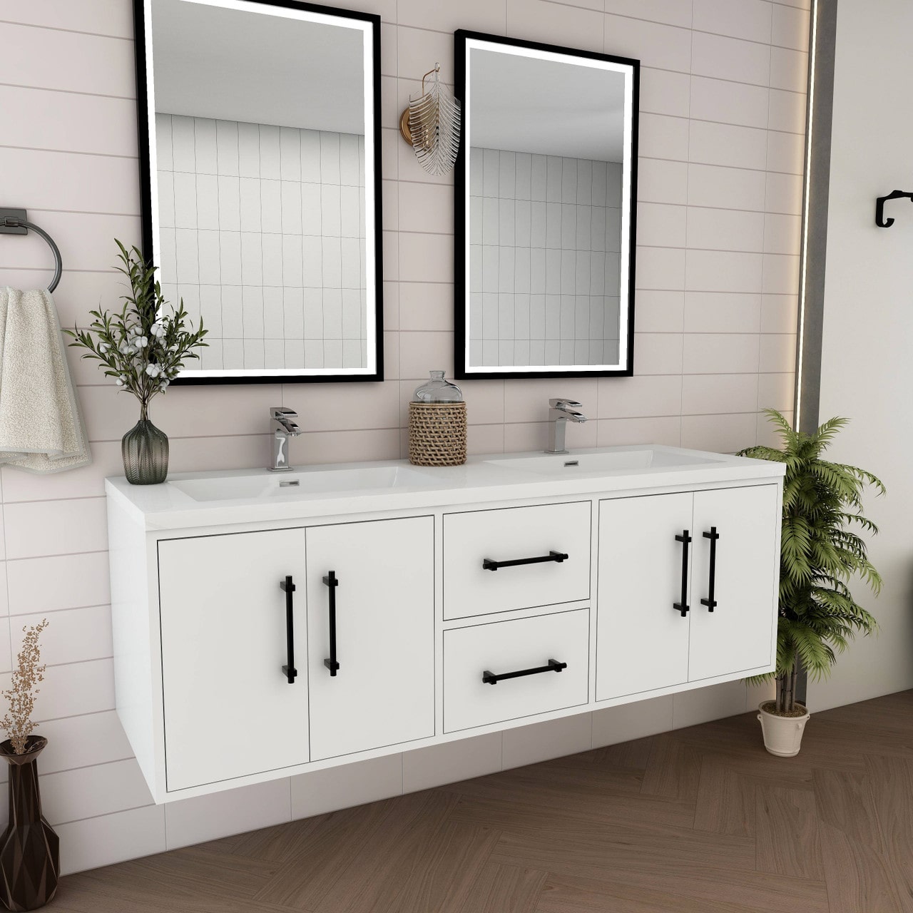 Victoria 60" Wall Mounted Vanity with Double Sink