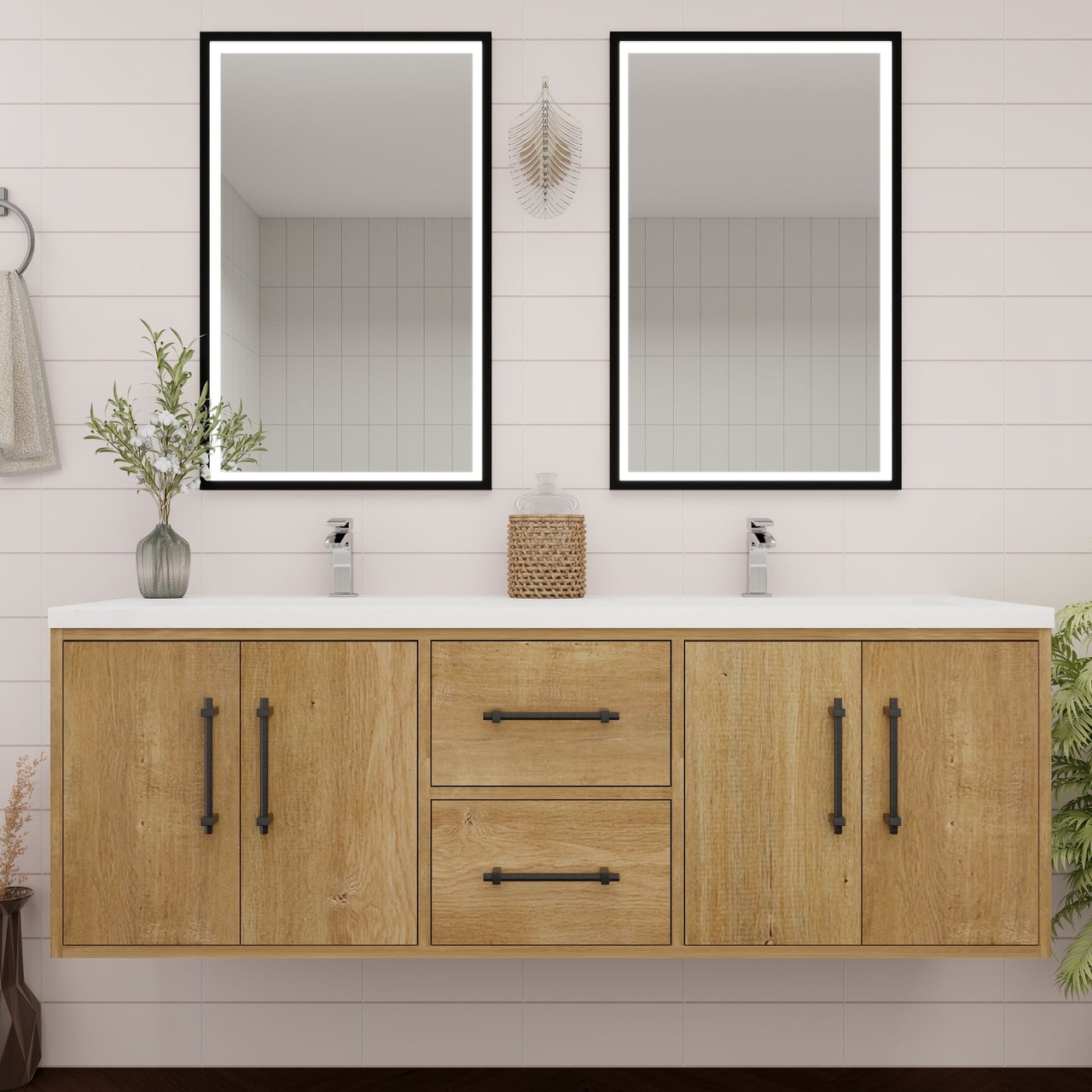 Victoria 60" Wall Mounted Vanity with Double Sink