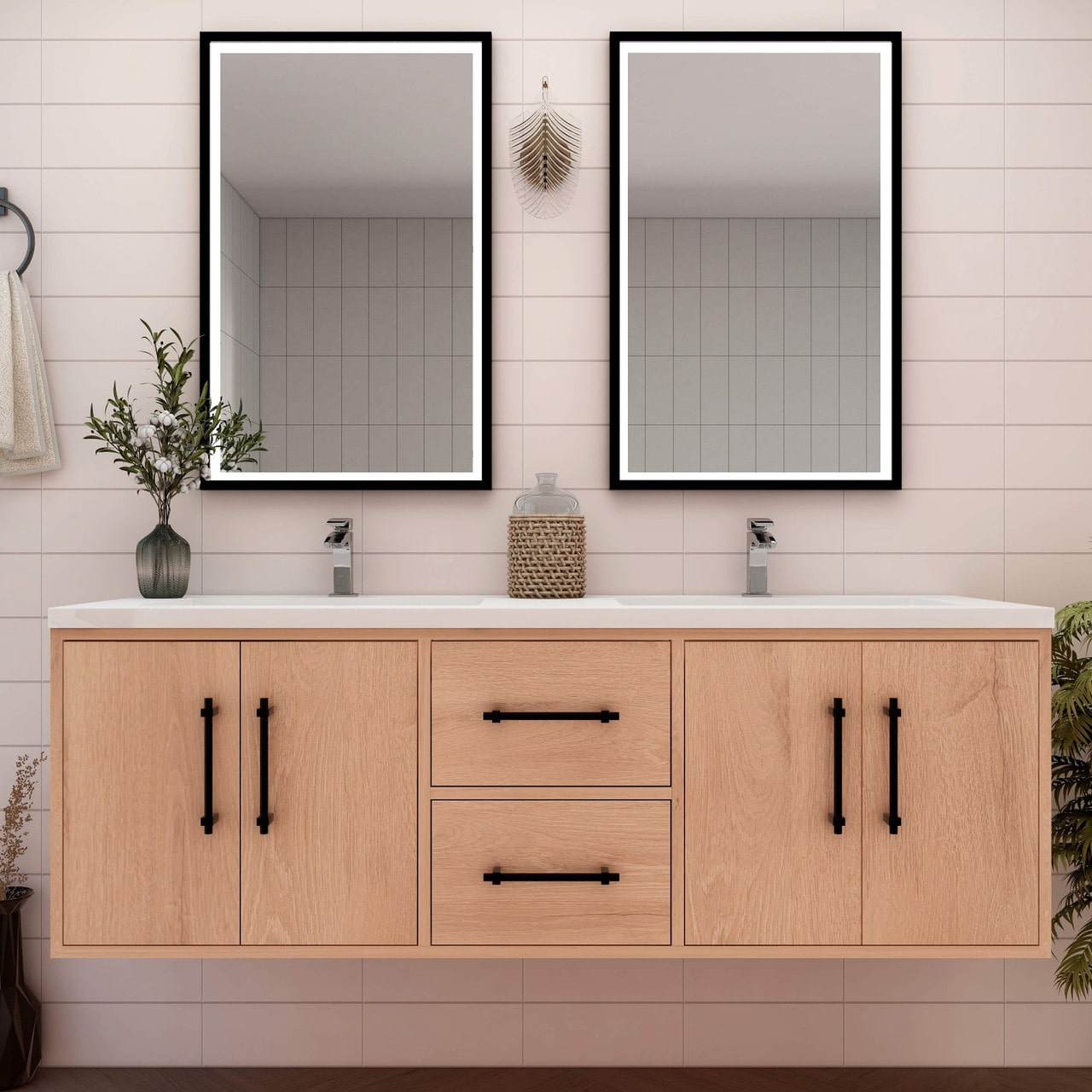 Victoria 60" Wall Mounted Vanity with Double Sink