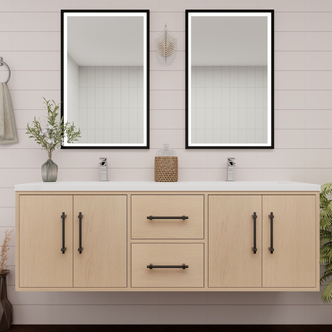 Victoria 60" Wall Mounted Vanity with Double Sink