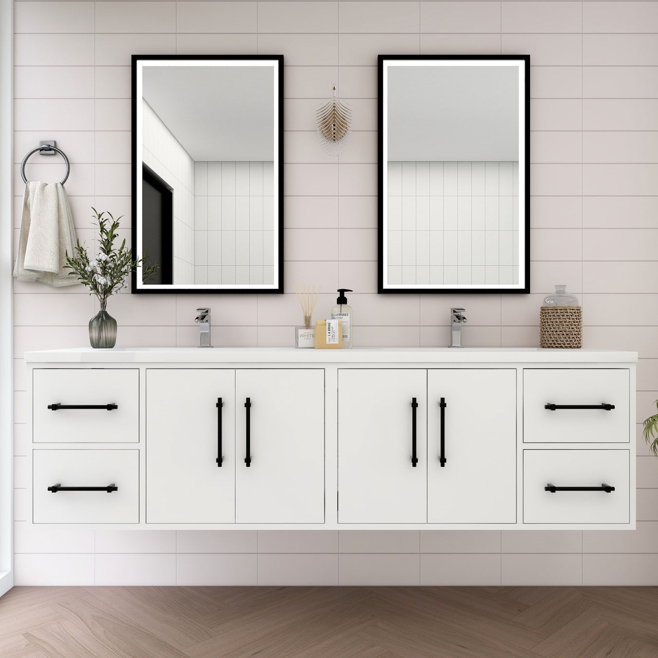 Victoria 72" Wall Mounted Vanity with Double Sink